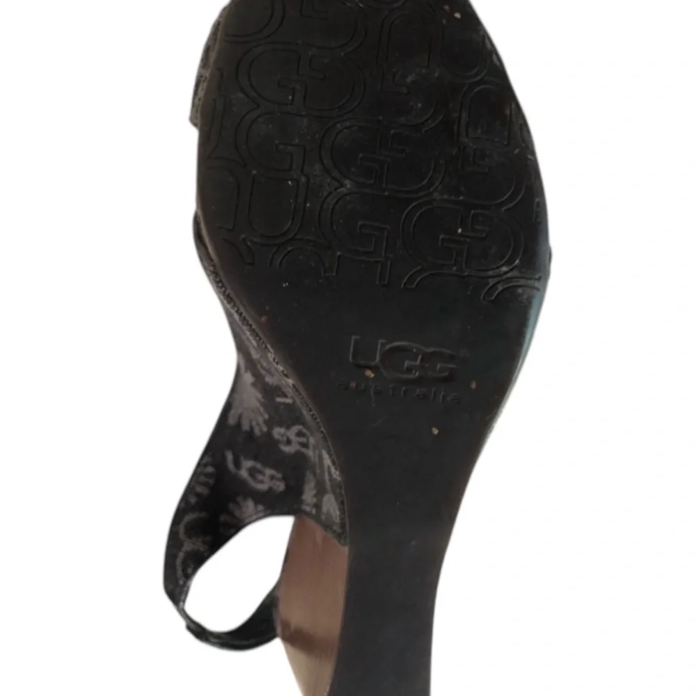 UGG size 10 Black Denim open toe slingback wedge
